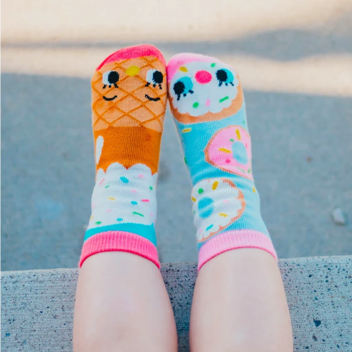 Donut & Ice Cream Mismatched Non-Slip Kids Socks