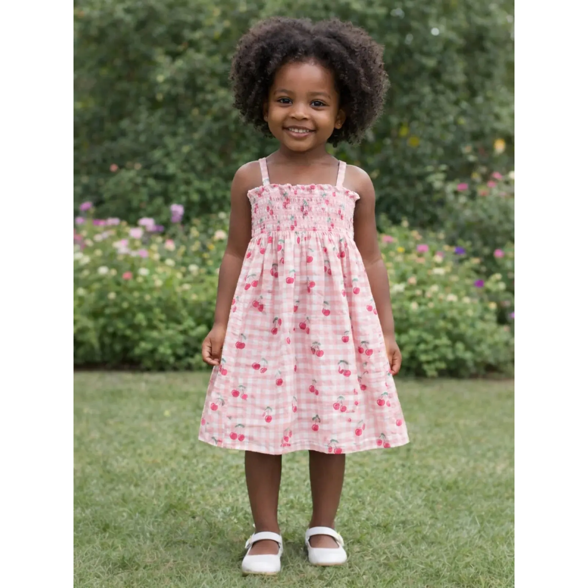 Gingham Cherries  Muslin Smocked Tube Dress