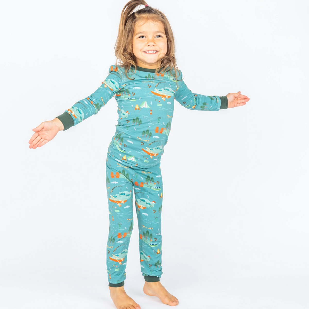 Lake Life Jump in the Lake Bamboo Kids Pajamas Sleepwear Set