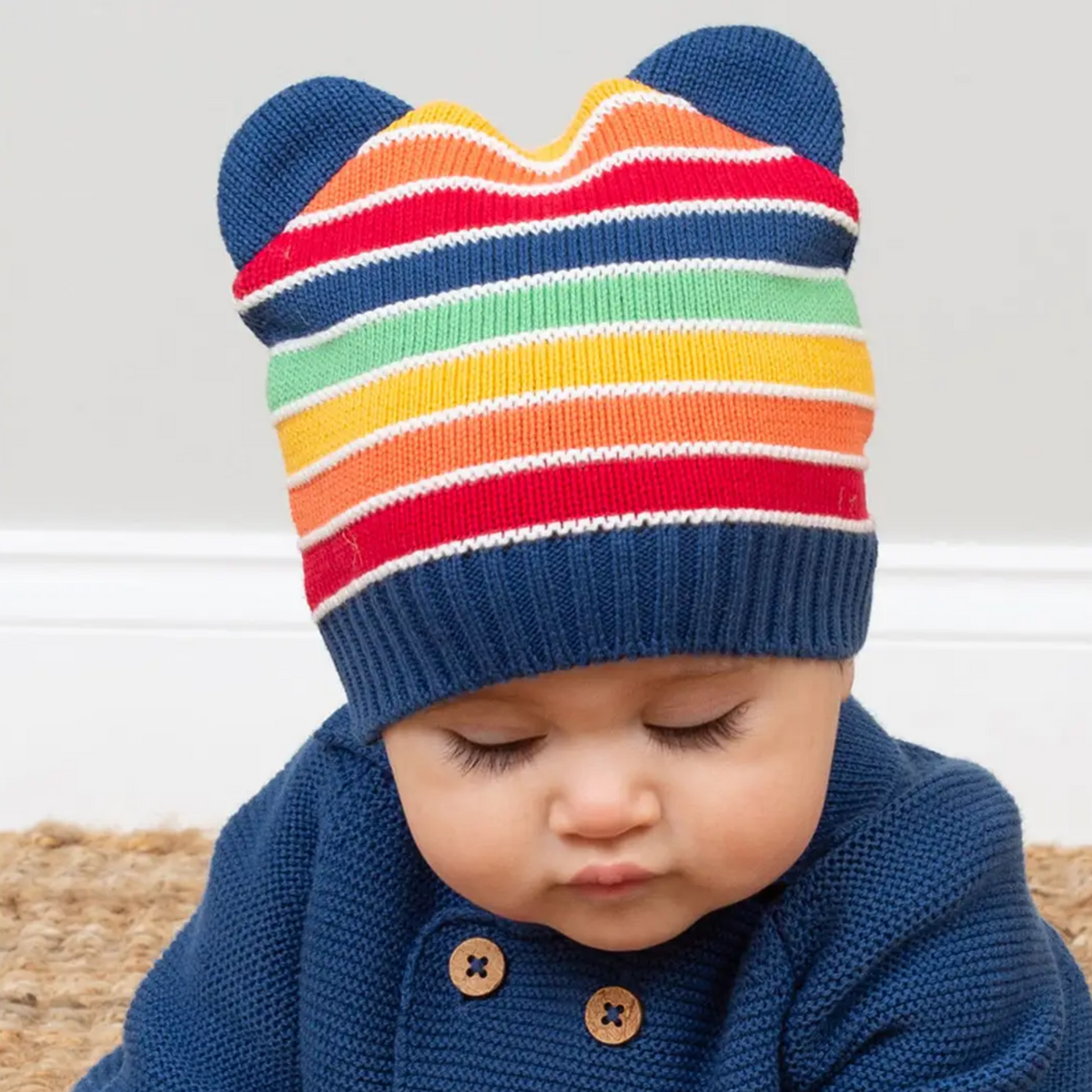 Rainbow Knit Baby Hat