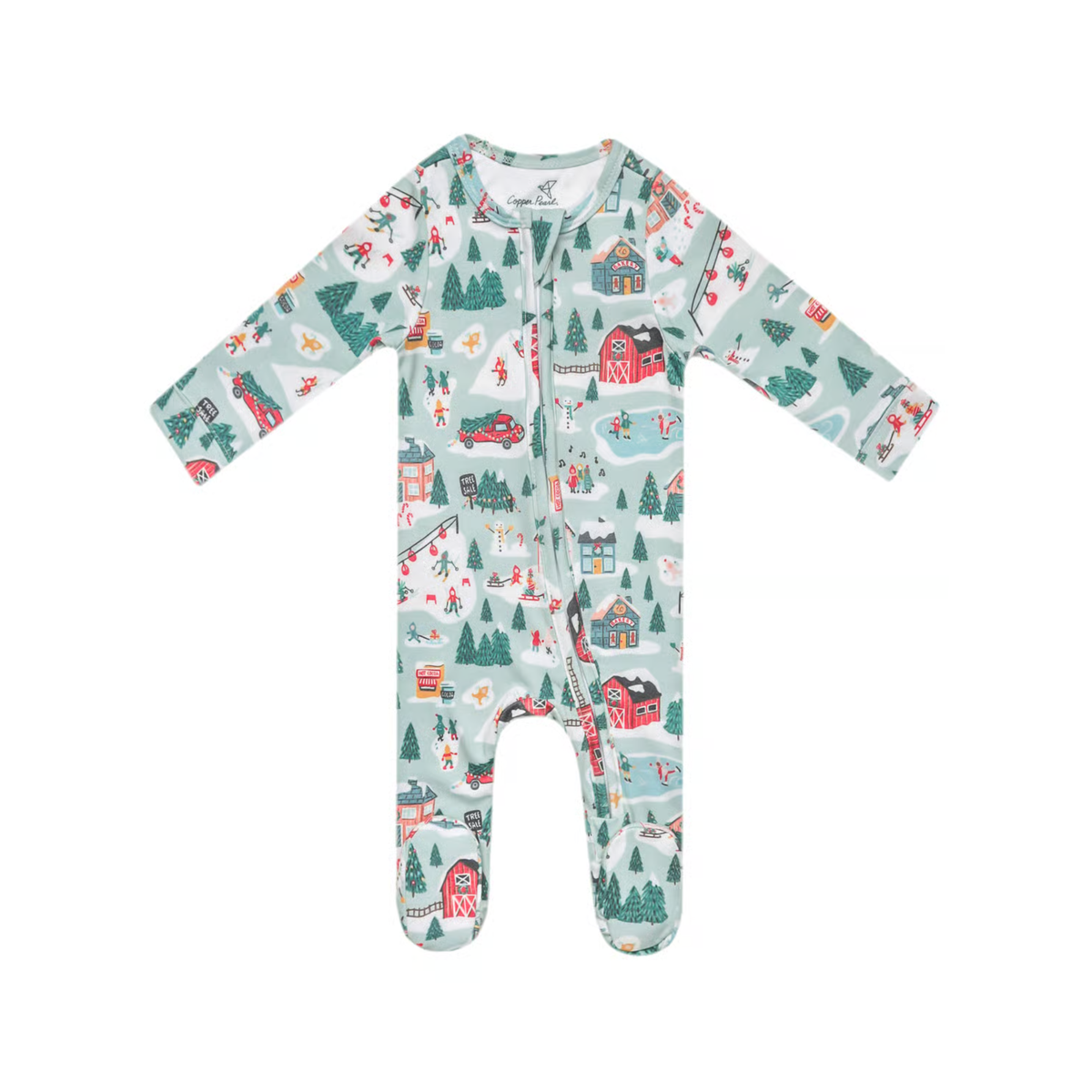 Snowy Slopes Zip-up Footie Pajamas