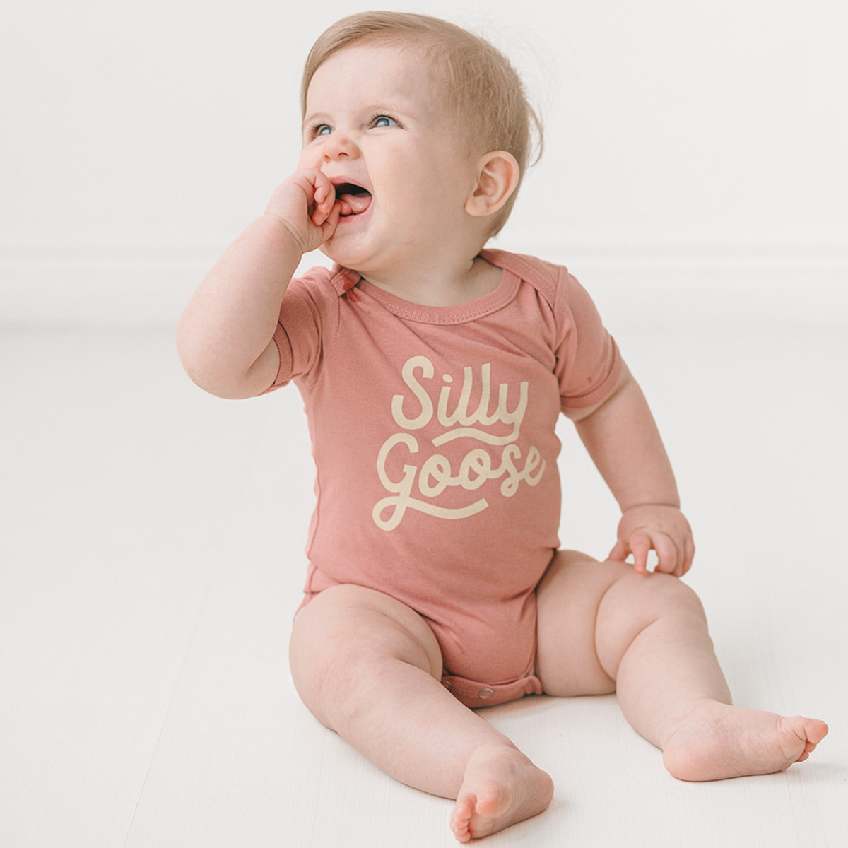 Silly Goose Baby Onesie in Mauve