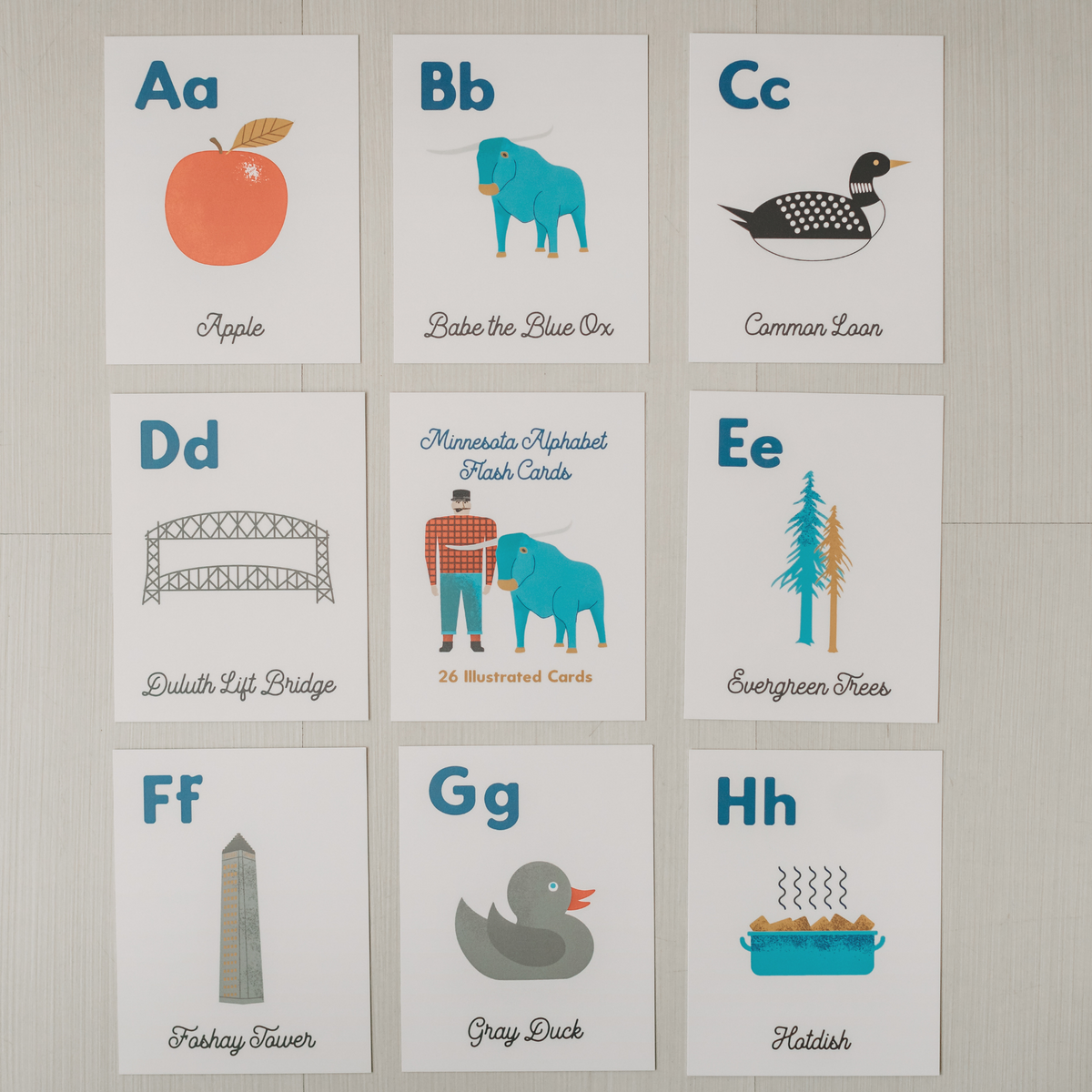 Children's Minnesota Icons Alphabet Flash Cards
